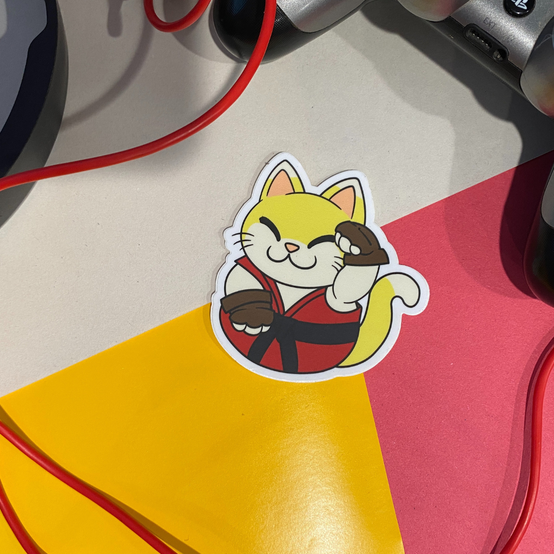 Lucky Kitty Fighter Sticker