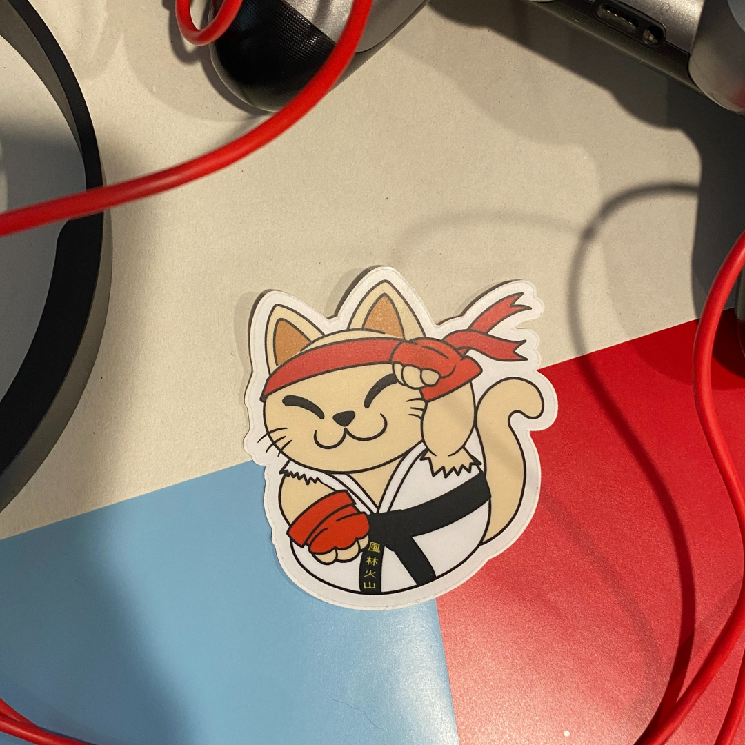 Lucky Kitty Fighter Sticker